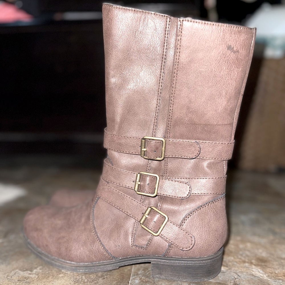 Flat Heel Mid-Calf Brown Fall/Winter Boots